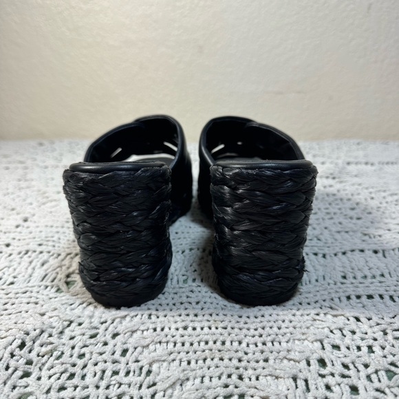 Vince Black Leather Wedges *Gilian Espadrille Wedges* Size 8.5 - Picture 5 of 7